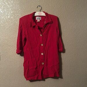 D.J Summers red button up blouse size small vintage